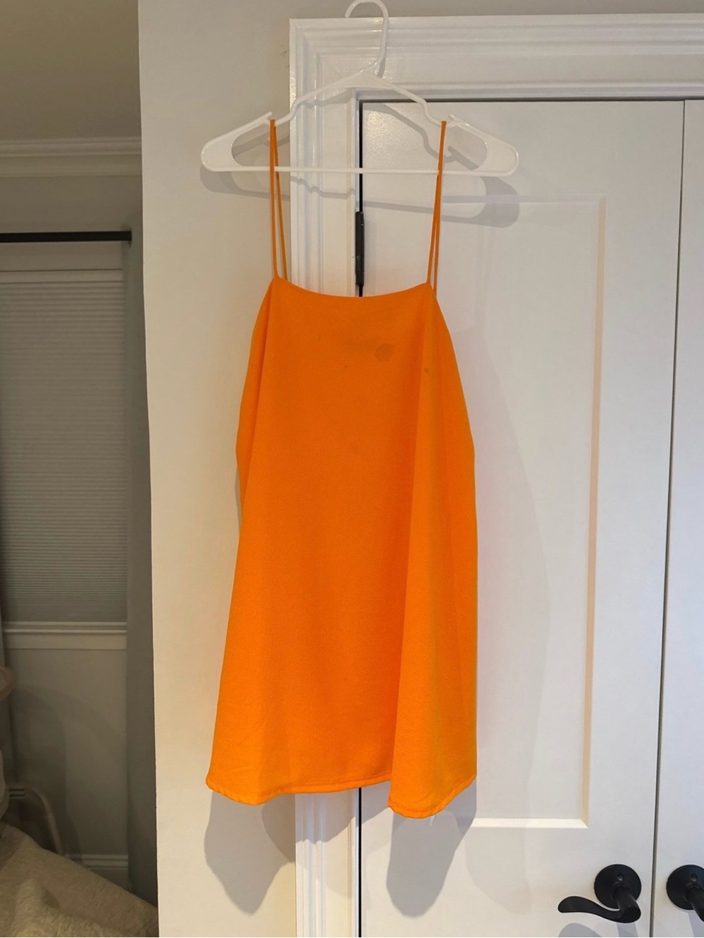 Zara Bright Orange Spaghetti-Strap Mini Dress